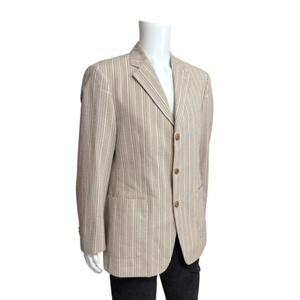 Johnston Murphy Mens Striped‎ Seersucker Blazer Jacket Size M